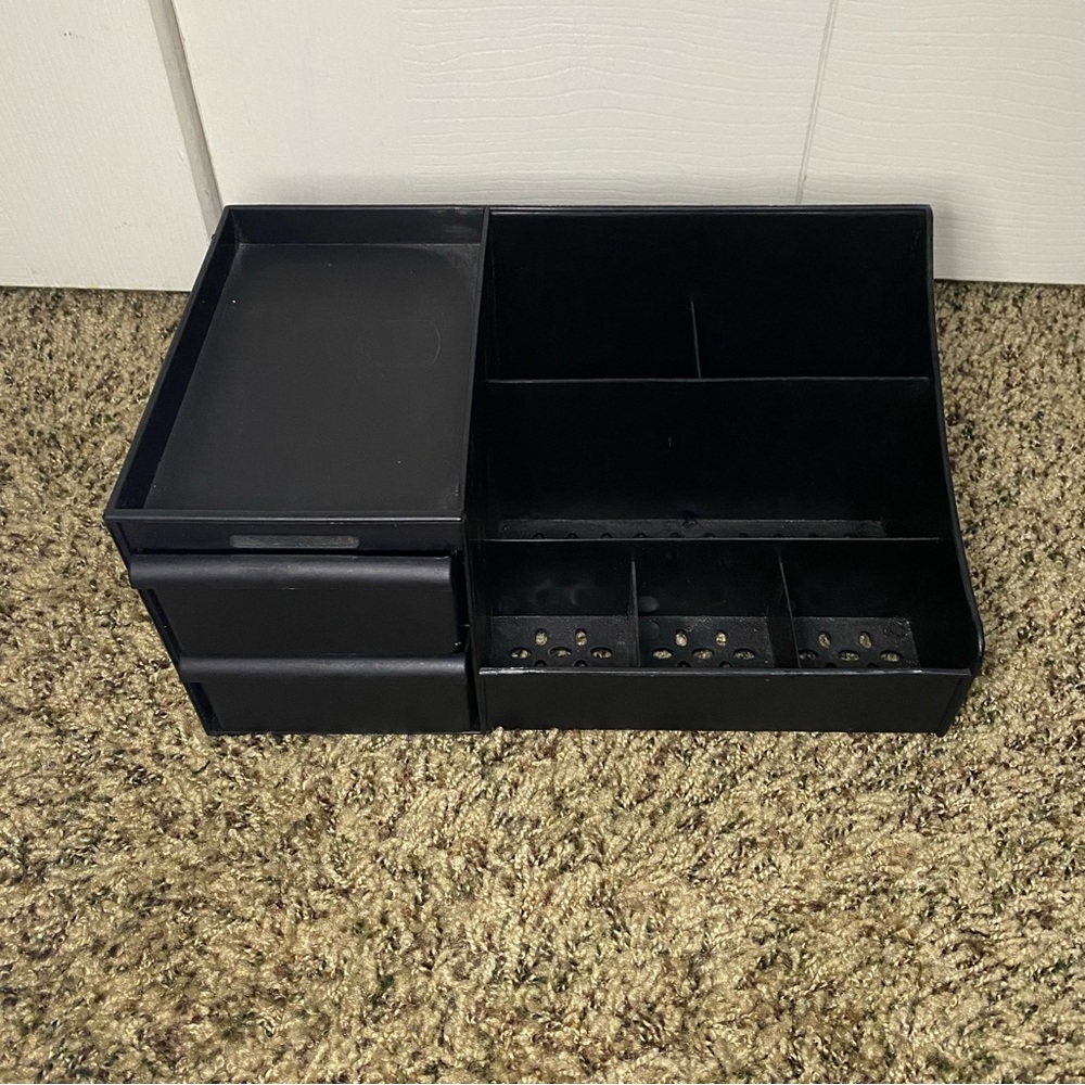 Black Plastic Organizer with Drawers